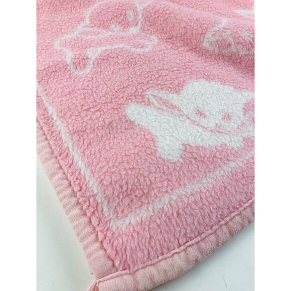 Vintage Dolan Reygers Acrylic Plush Baby Blanket Sheep Pink W. Germany Lovey - Picture 8 of 12